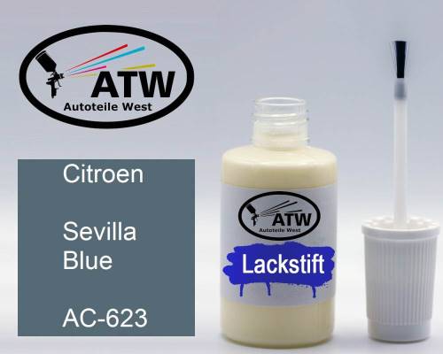 Citroen, Sevilla Blue, AC-623: 20ml Lackstift, von ATW Autoteile West.